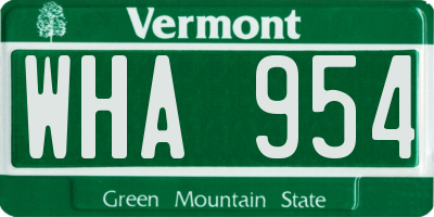 VT license plate WHA954