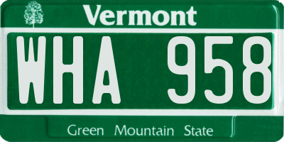 VT license plate WHA958