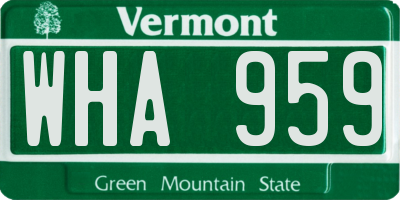 VT license plate WHA959