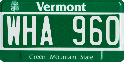 VT license plate WHA960