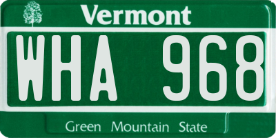 VT license plate WHA968