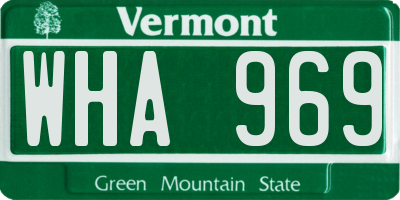VT license plate WHA969