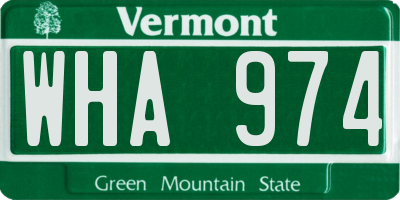 VT license plate WHA974