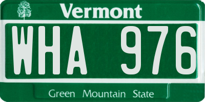 VT license plate WHA976