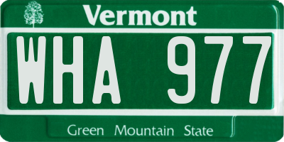 VT license plate WHA977