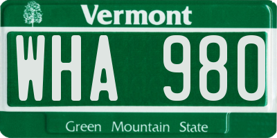 VT license plate WHA980