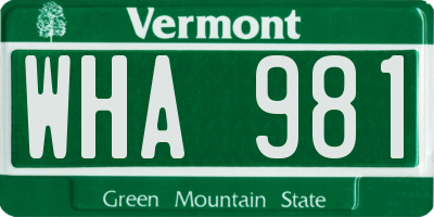 VT license plate WHA981