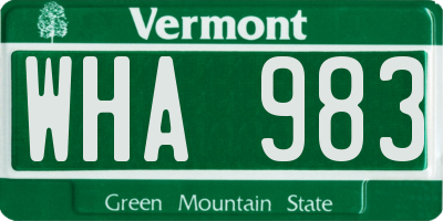 VT license plate WHA983