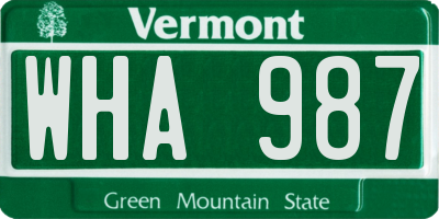 VT license plate WHA987