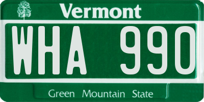 VT license plate WHA990