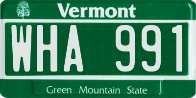 VT license plate WHA991