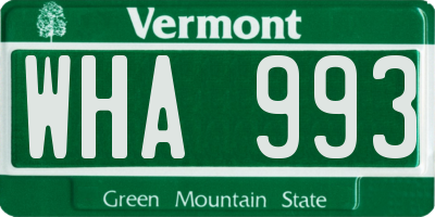 VT license plate WHA993