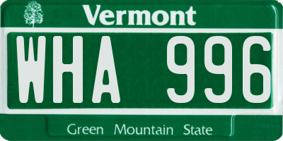 VT license plate WHA996