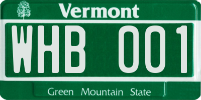 VT license plate WHB001