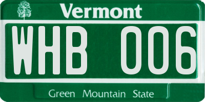 VT license plate WHB006