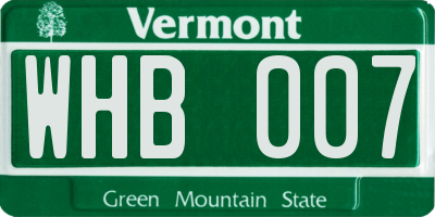 VT license plate WHB007