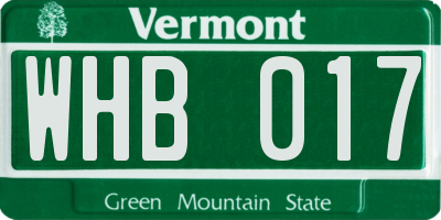 VT license plate WHB017