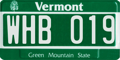 VT license plate WHB019
