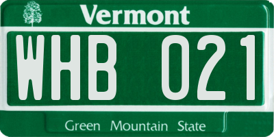 VT license plate WHB021