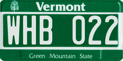 VT license plate WHB022