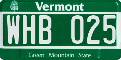 VT license plate WHB025
