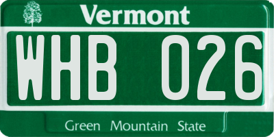 VT license plate WHB026