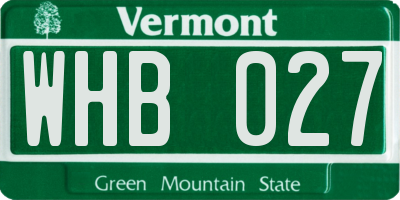 VT license plate WHB027