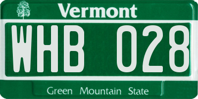 VT license plate WHB028