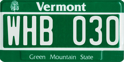VT license plate WHB030