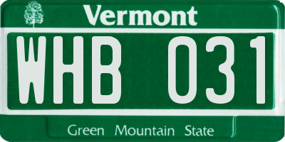 VT license plate WHB031
