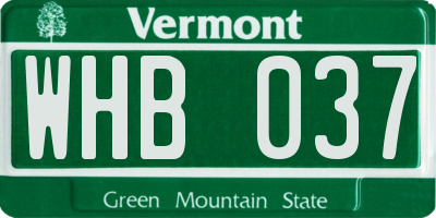 VT license plate WHB037
