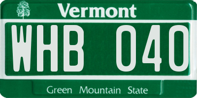 VT license plate WHB040
