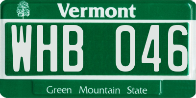 VT license plate WHB046