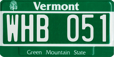 VT license plate WHB051