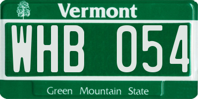 VT license plate WHB054
