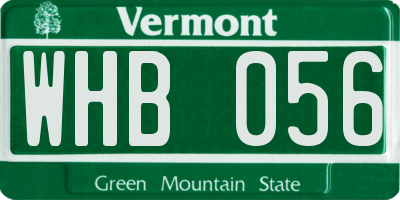 VT license plate WHB056