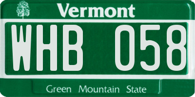 VT license plate WHB058