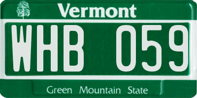 VT license plate WHB059