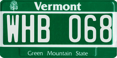 VT license plate WHB068