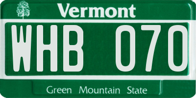 VT license plate WHB070