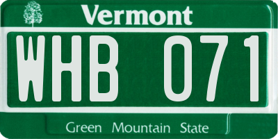VT license plate WHB071
