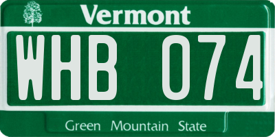 VT license plate WHB074