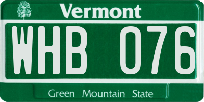 VT license plate WHB076