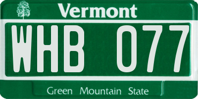 VT license plate WHB077