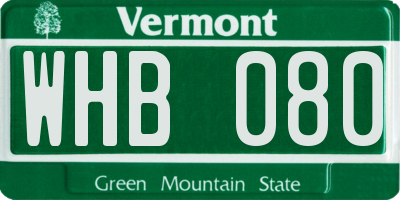 VT license plate WHB080