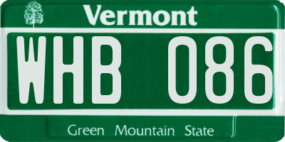 VT license plate WHB086