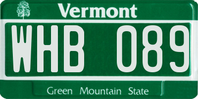 VT license plate WHB089