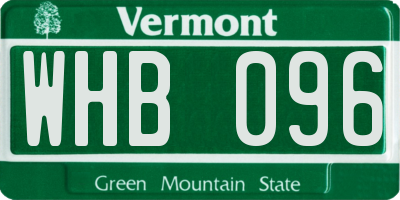 VT license plate WHB096