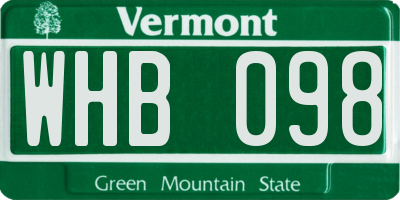 VT license plate WHB098