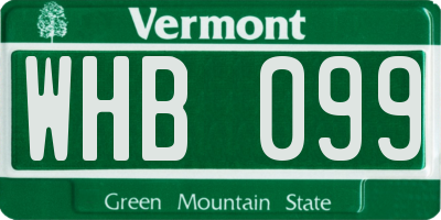 VT license plate WHB099